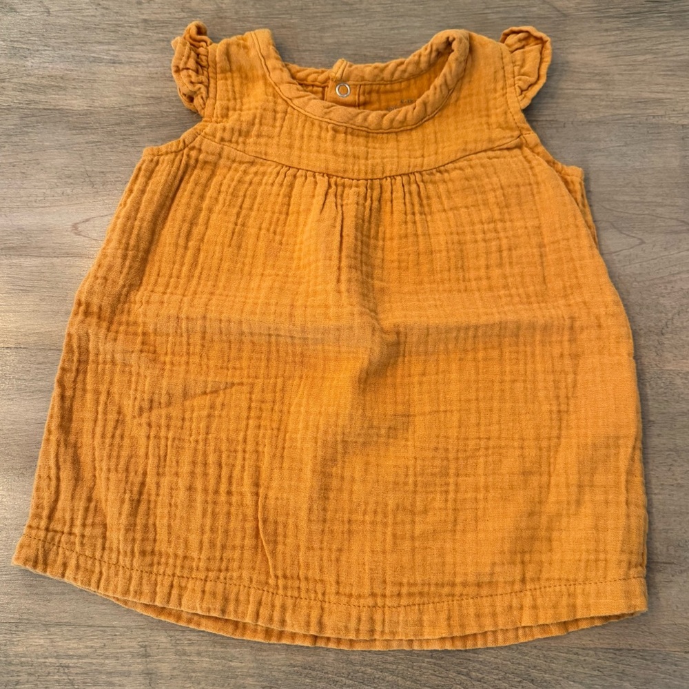 Ruffled Sleeve Mustard Dress Size 6-12 Months